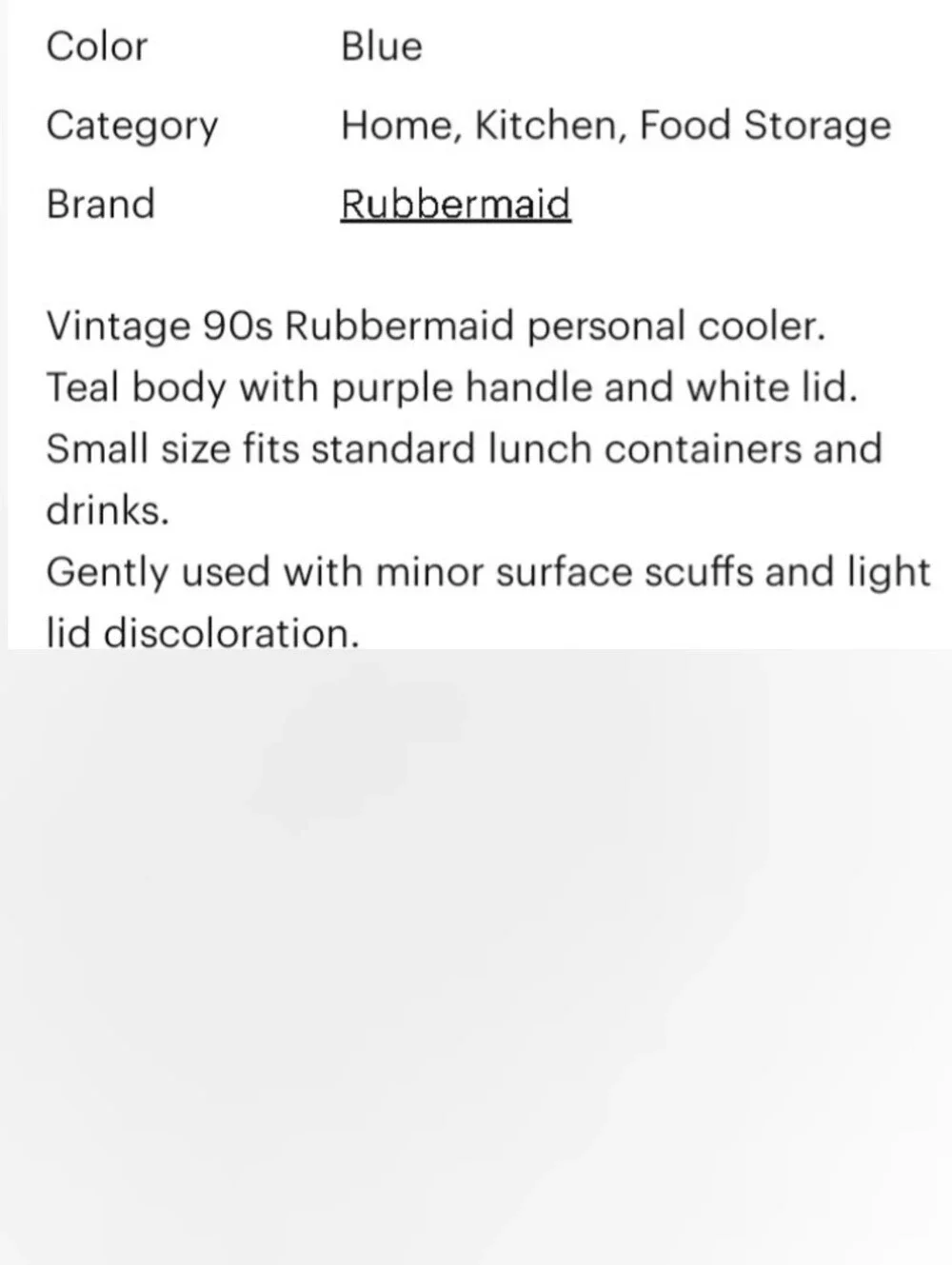 Vintage Rubbermaid Teal and Purple Personal Lunch Cooler